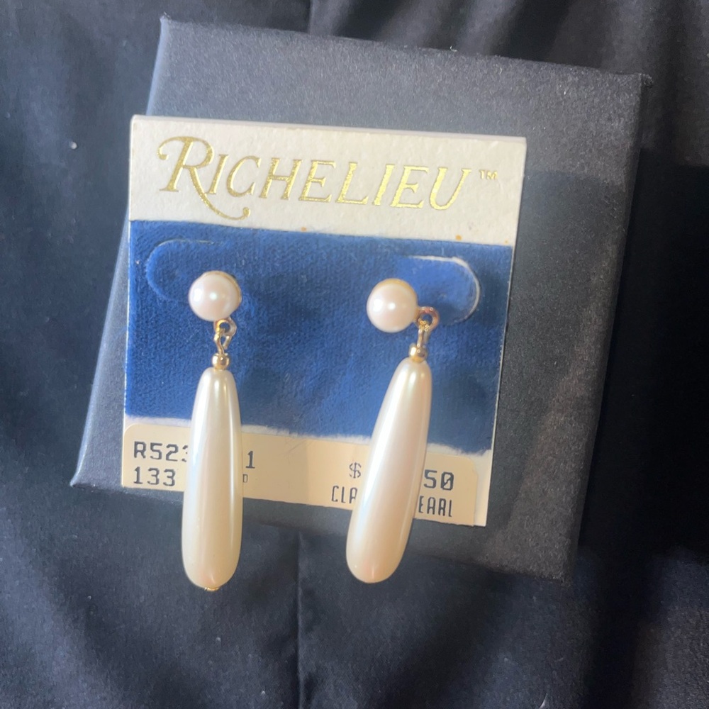 Gold and Cream Pearl Drop Earrings